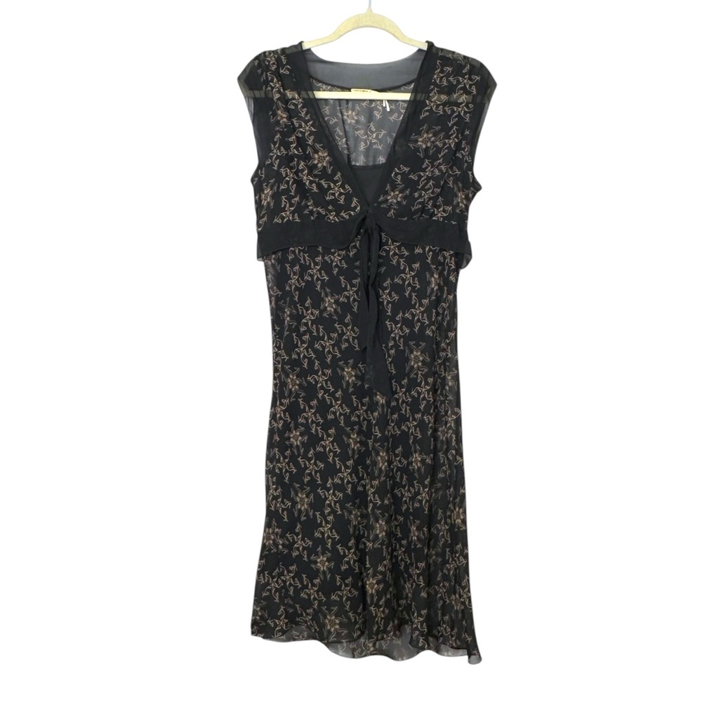 MAX STUDIO Special Edition Silk Dress Black Sheer Empire Waist‎ Sleeveless Y2K